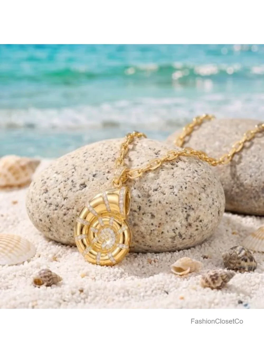 Gold Plated Shark Tooth Pendant Necklaces for Women Waterproof Seashell Charm